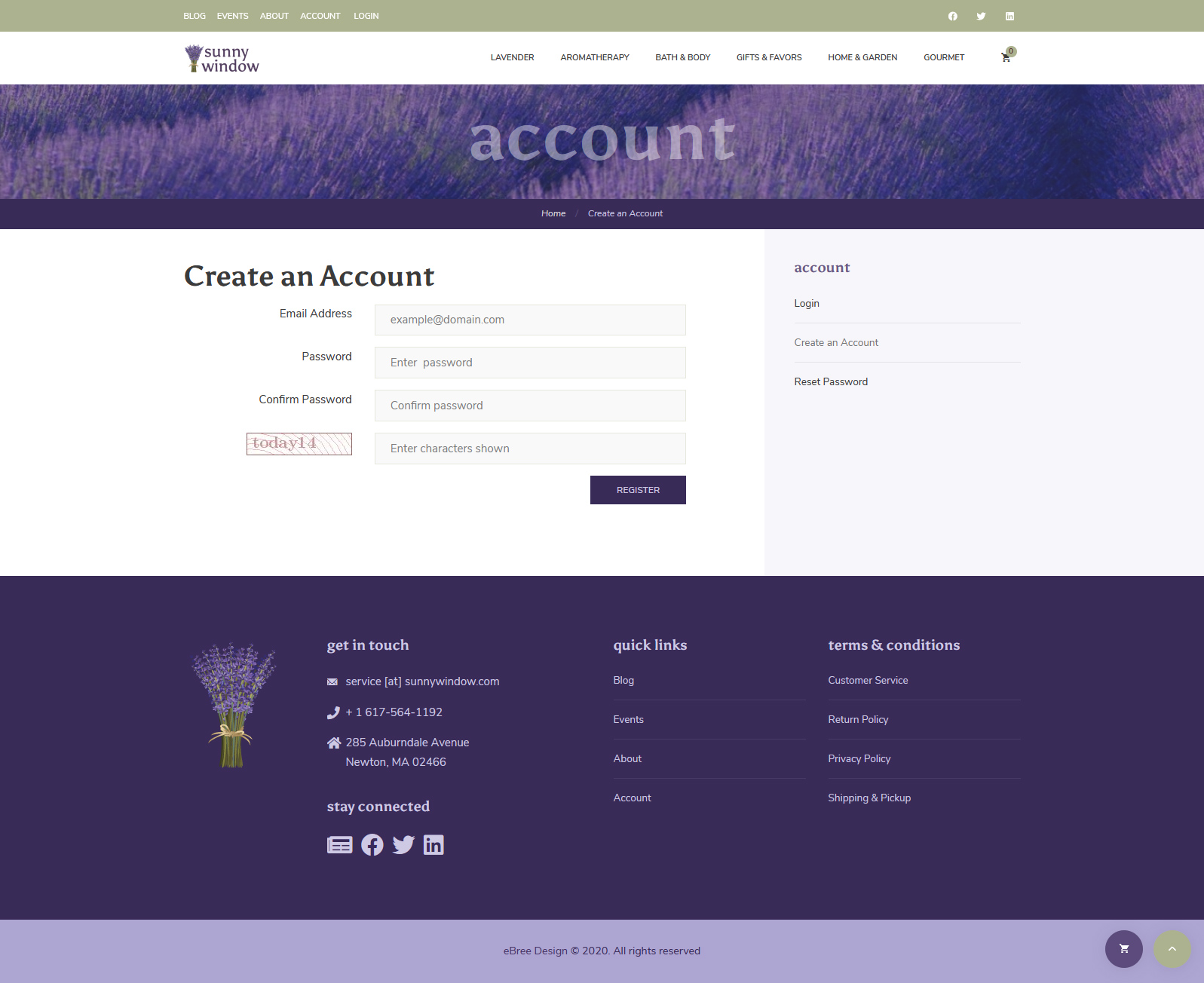 Registration Form - www.sunnywindow.com &copy; by eBree Web Design